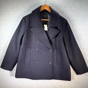 Banana Republic Pea Coat Mens Large Navy Blue Wool Blend Double Breasted Classic